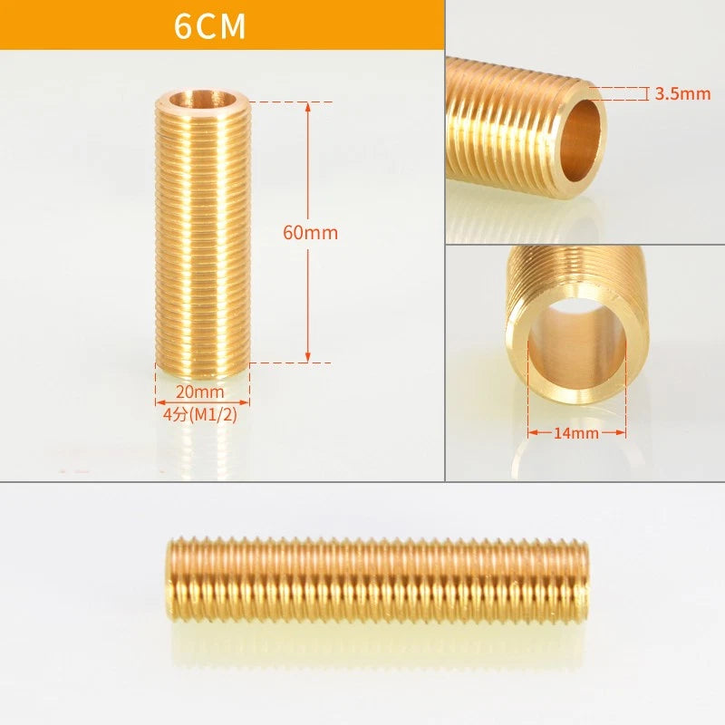 1/2" BSP Brass Male Thread Extension Pipe Nipple Connector | 3–12cm