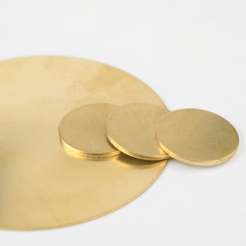 H62 Brass Round Sheet Solid Plate Metal Disc Thickness 0.3/0.5/0.8mm OD 10-300mm