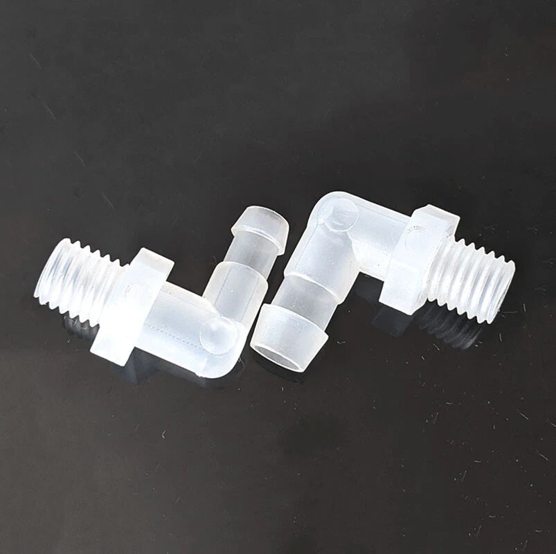90 Degree Elbow Barbed Hose Fitting — Plastic Tube Connector 6.4–19.5mm