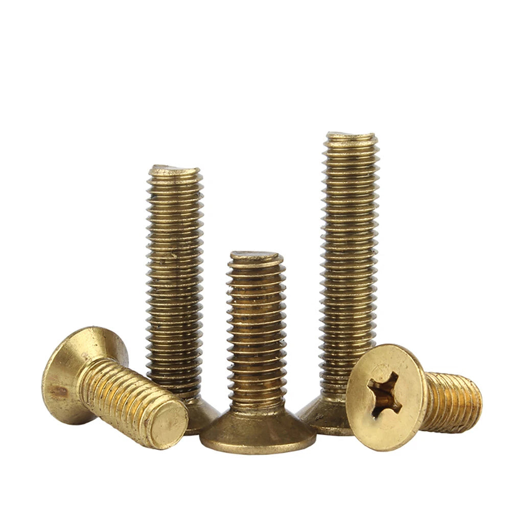 Brass Phillips Countersunk Machine Screws — Pozi Flat Head, M2 to M8