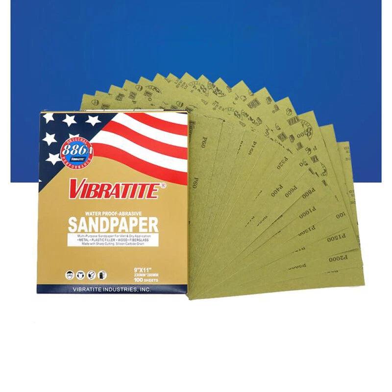 230x280mm Waterproof Sandpaper Sheets P60–P2500 | Silicon Carbide Wet Dry Sanding for Metal Wood Auto