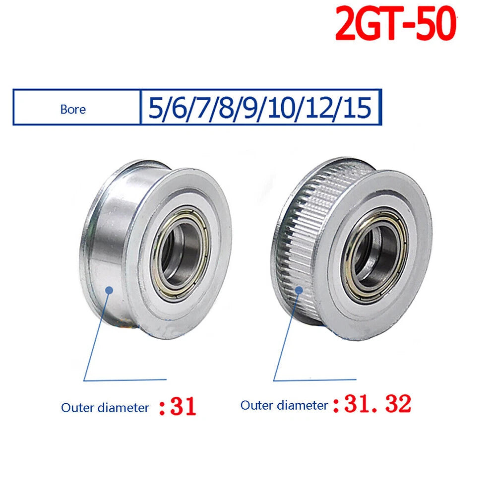 GT2 Idler Timing Pulley Bearing 16T-60T 3-15mm Bore for 6/11mm Width Timing Belt