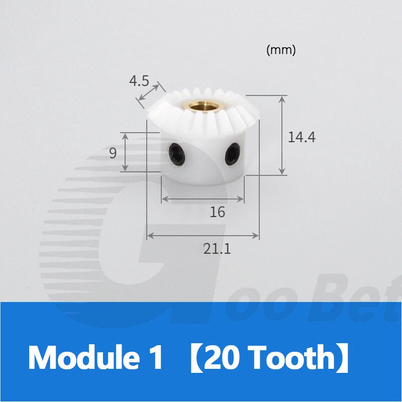 Bevel Gear Set POM Plastic 20/25/30 Tooth 90° 1:1 Pairing Mod 1-1.5 Miter Gear