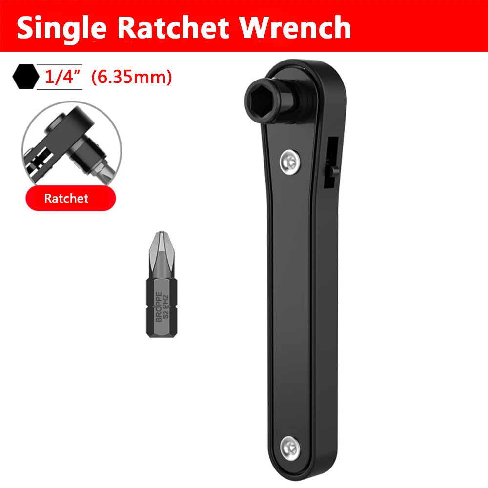 Mini Ratchet Wrench 1/4 inch Hex Socket Wrench Screwdriver Bit Mix Set Hand Tool