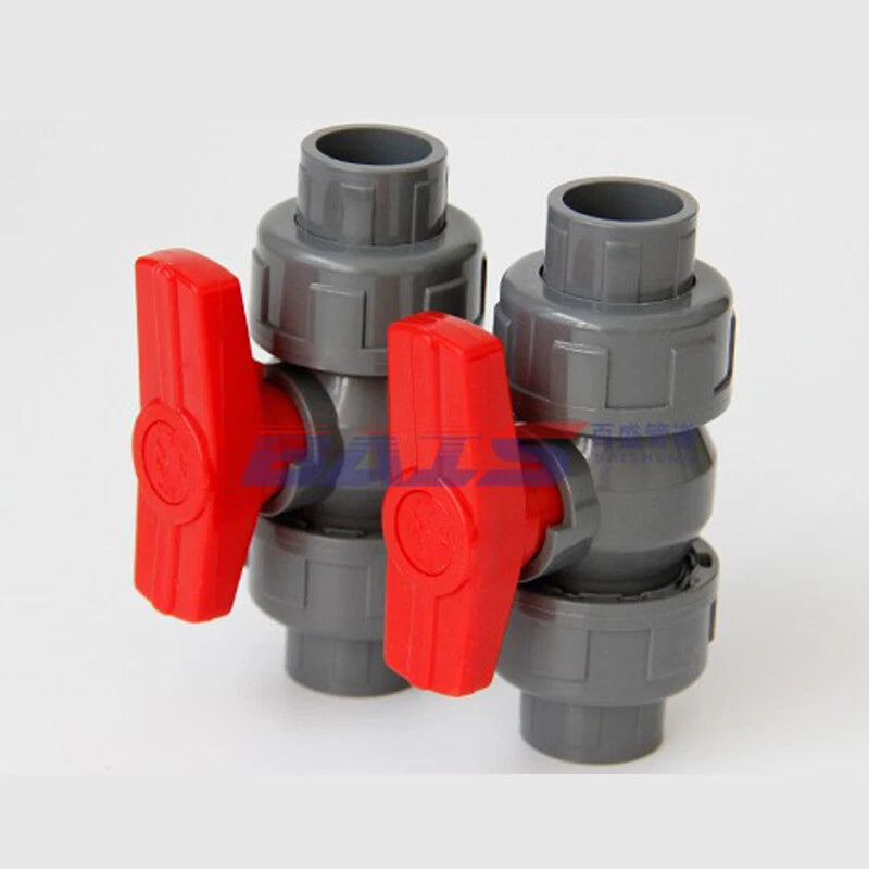PVC Ball Valve Double Union Socket Solvent Weld 20mm to 110mm Plumbing Fittings
