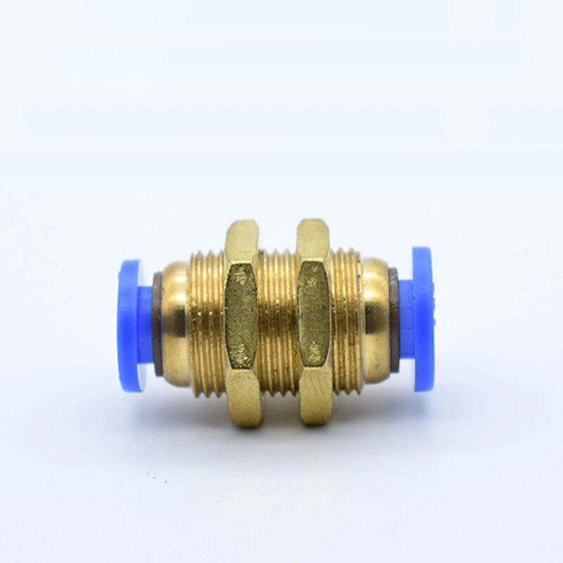 Brass Push-to-Connect Pneumatic Bulkhead Union Fittings — 4mm 6mm 8mm 10mm 12mm