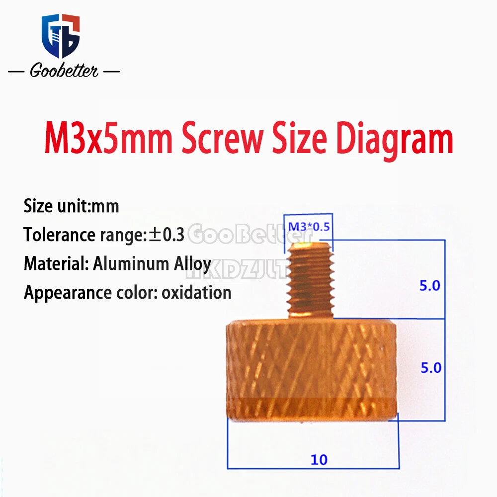 Knurled Thumb Screws M3 Aluminum Alloy DIY Hand Tighten Grip Knob Bolts 5 - 16mm