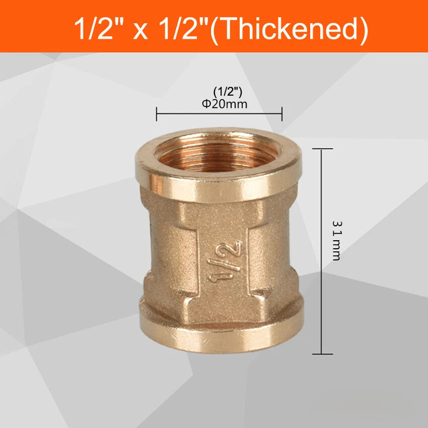 BSP Female Thread Brass Pipe Fitting Adapter | Coupler Connector 1/2" 3/4" 1"