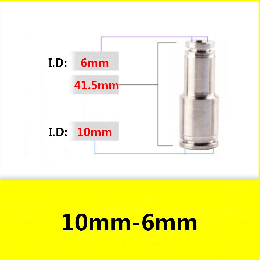 Stainless Steel Straight Reducing Push-to-Connect Fitting — Pneumatic Tube Adapter