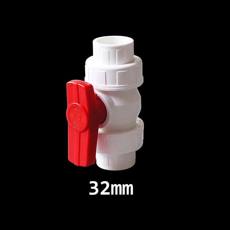 White PVC Ball Valve Double Union Solvent Weld Pipe Fittings Pond Tank 20-110mm
