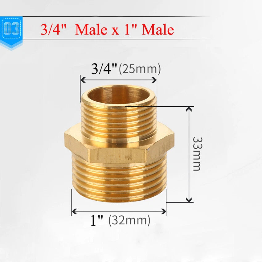 Brass NPT Pipe Fitting Adapter – Male Female Thread Coupler 1/2" 3/4" 1"
