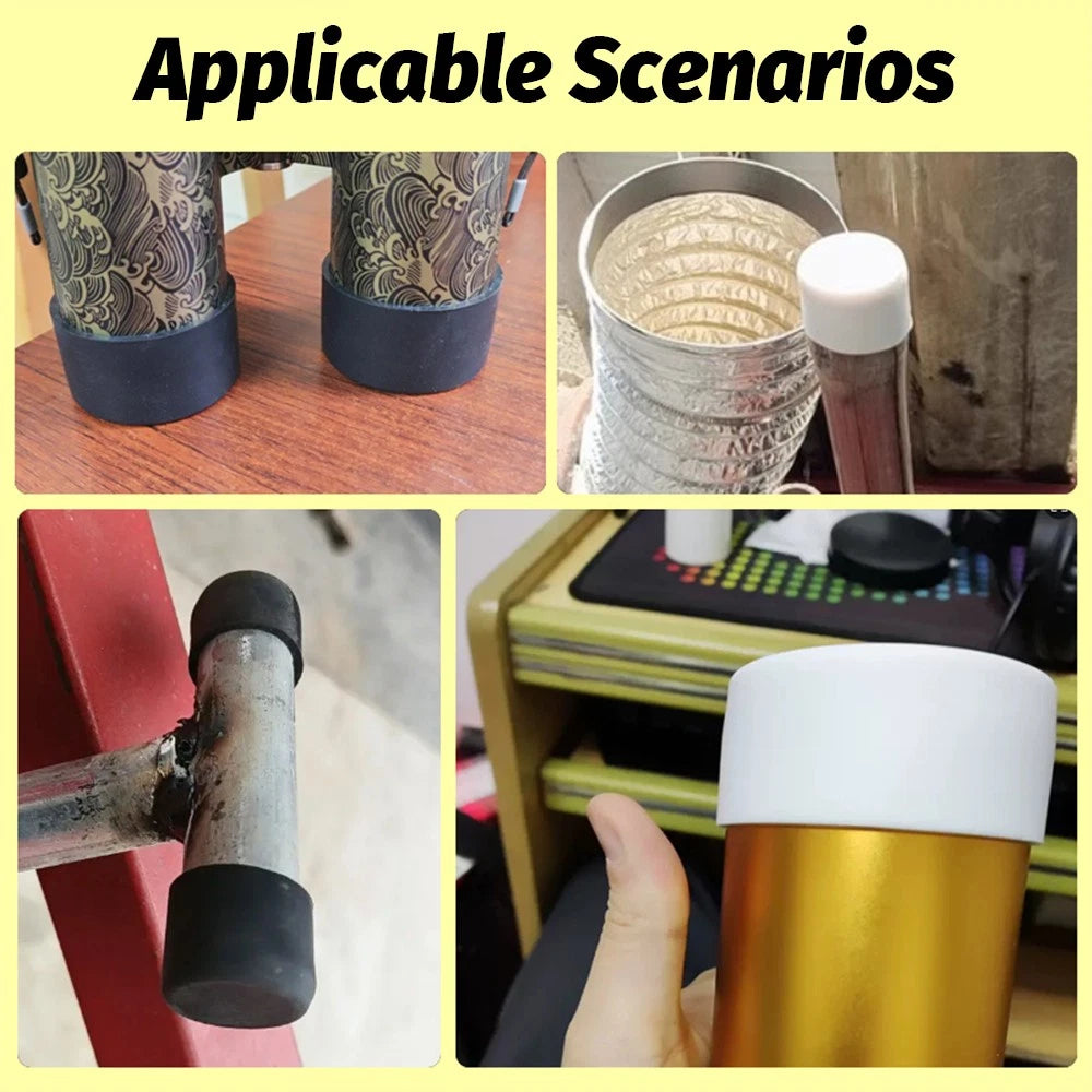 Silicone Rubber End Caps 3mm–80mm – Chair Leg & Tube Protectors, Black or White