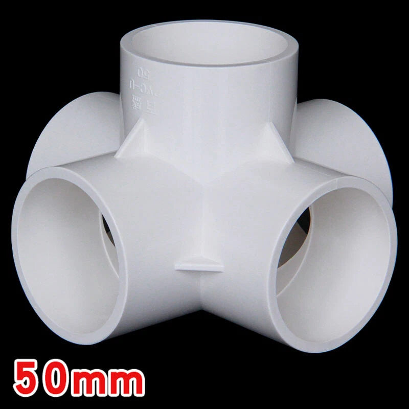 PVC 5-Way White Equal Connector Socket 20 25 32 40 50mm Pressure Pipe Fittings