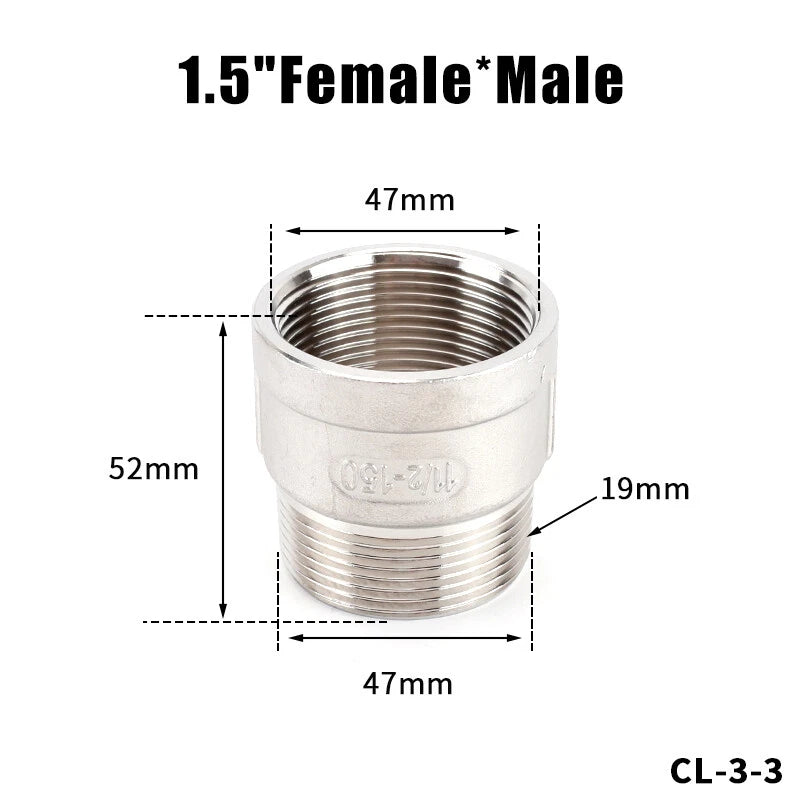 304 Stainless Steel BSP Male Female Straight Pipe Fitting 1/4" to 2"