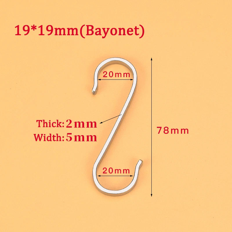 S Flat Hooks 304 Stainless Steel Bedroom/Kitchen/Bathroom/Living Room/Garden