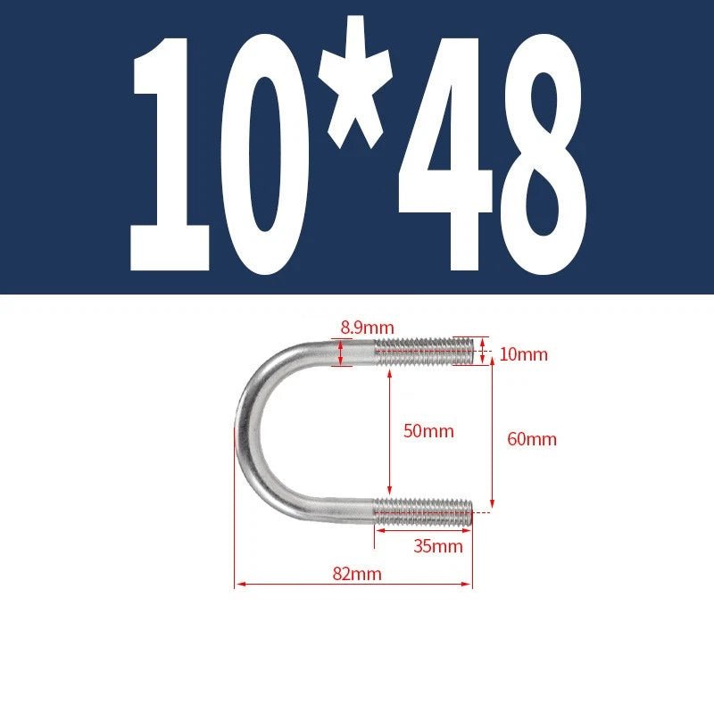 M10 Round Bend U - Bolts — A2 Stainless Steel, 12 Lengths Available - HomeDIYer
