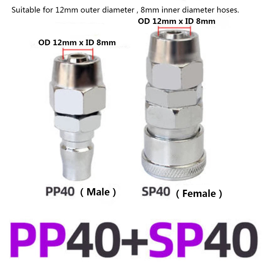 Air Hose Quick Release Coupler Set — Male & Female Compressor Fittings