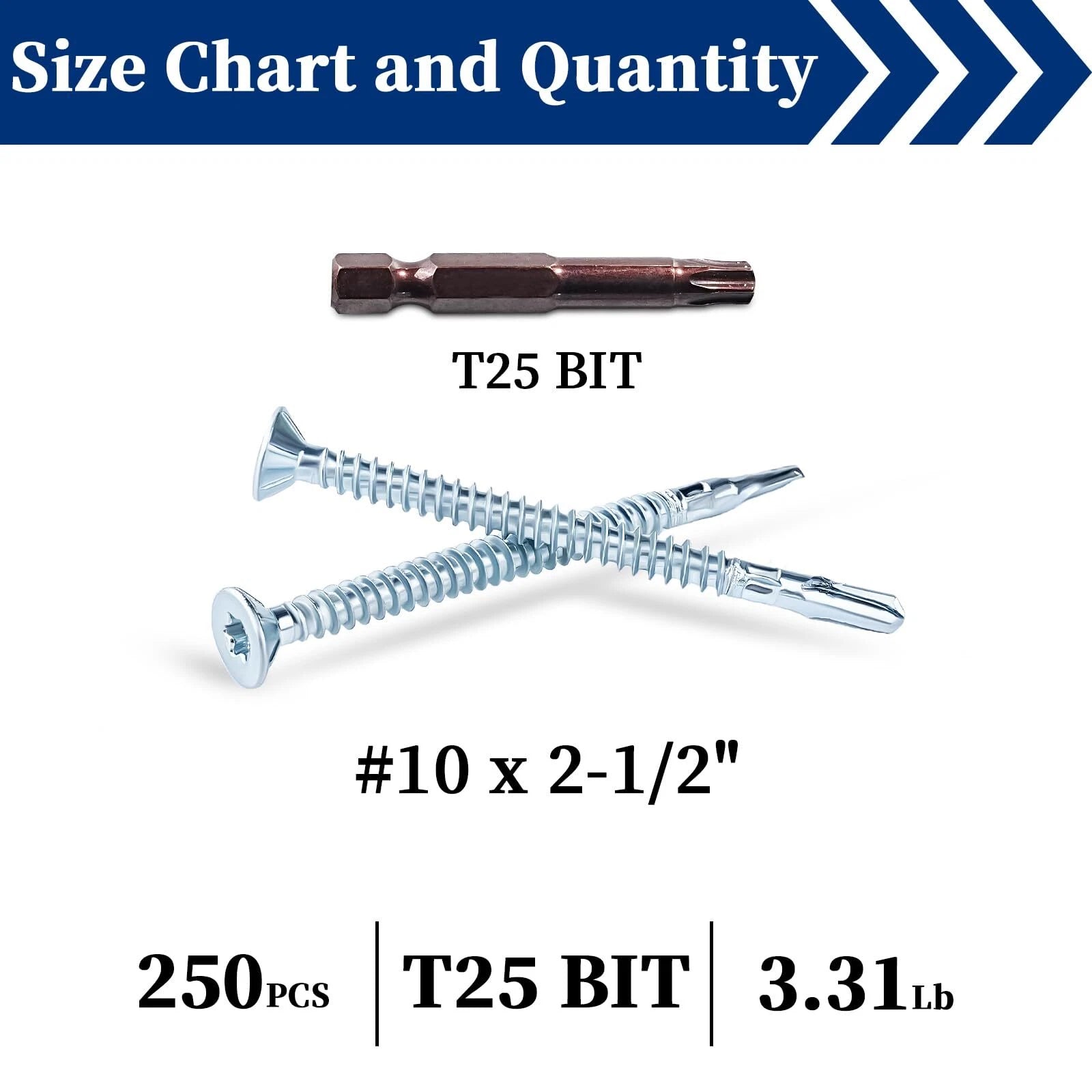 #10 #12 #14 Reamer Wood Tek Screws Set Wood to Metal Fastening Reamer Wings Torx/Star Drive