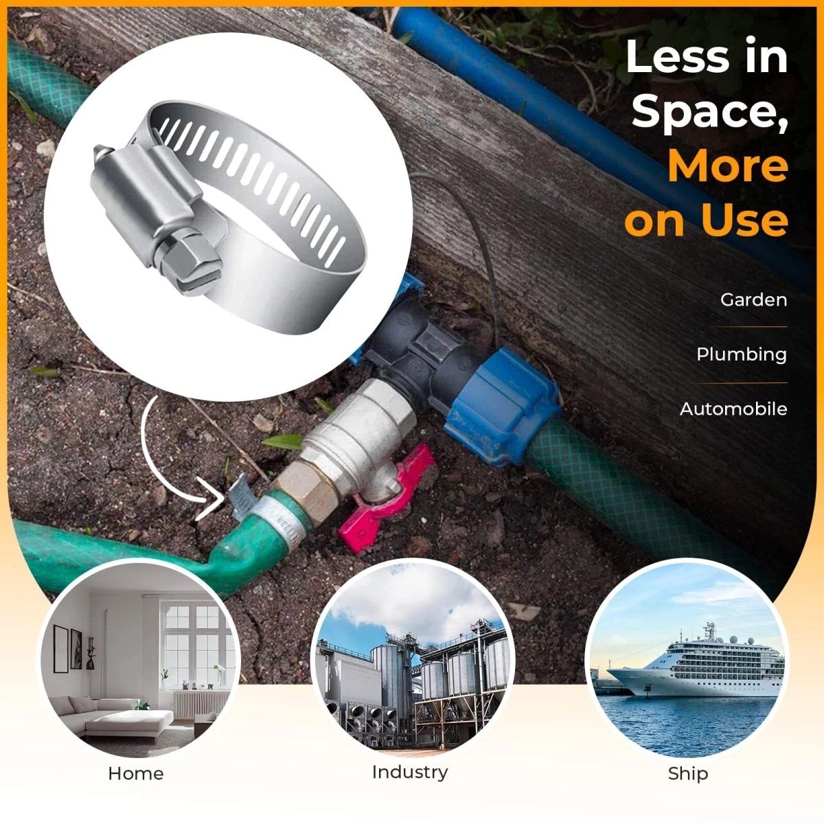 200mm - 1000mm Hose Clamp Worm Drive Jubilee Clips Stainless Stees Marine Grade Clip - HomeDIYer