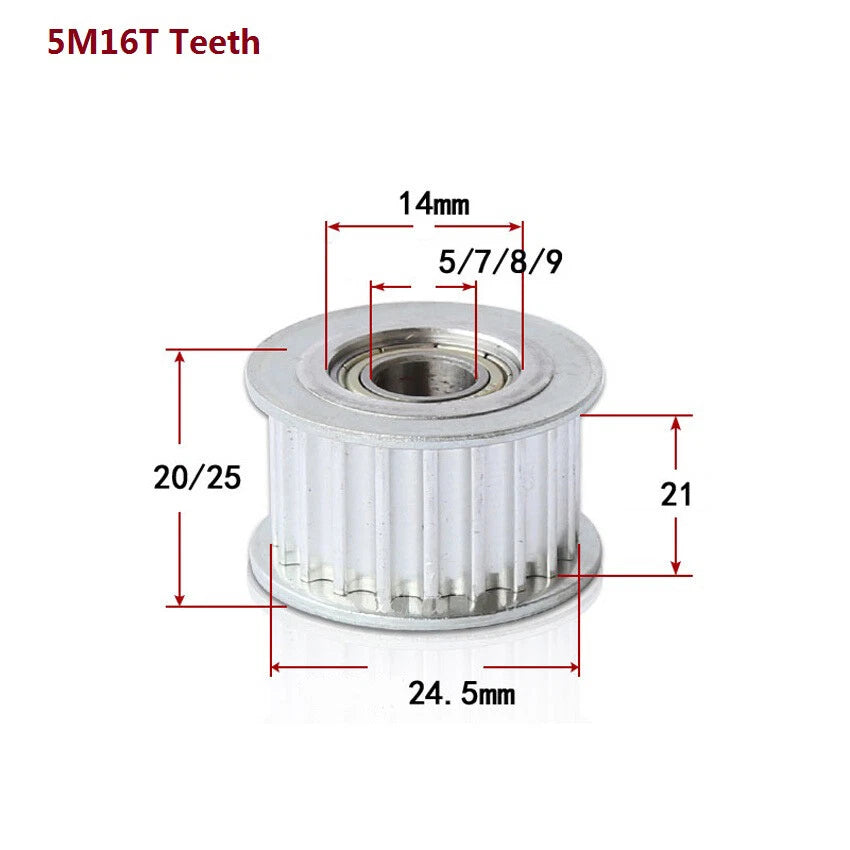 HTD-5M Timing Belt Idler Tensioner Pulley Smooth Tooth/Toothed Width 21/26mm