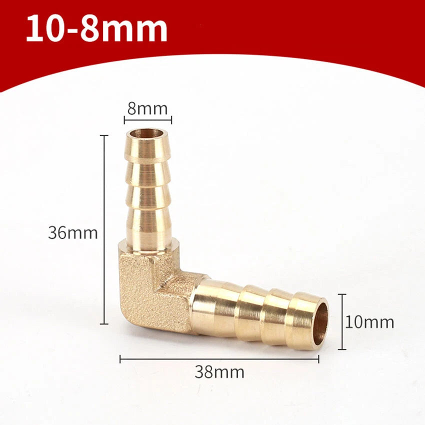 90° Brass Barb Elbow Fittings — Reducing Hose Joiner for Fuel, Air & Fluid Lines