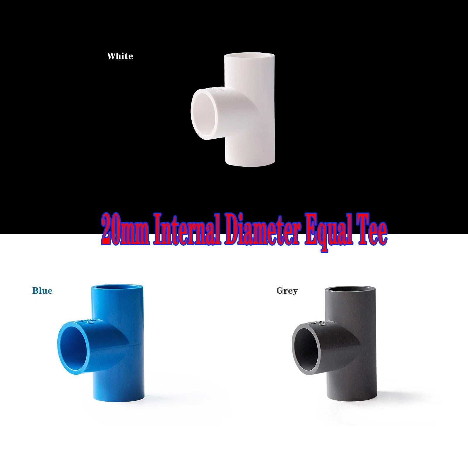 PVC Pipe Fittings Tee Socket ID 16mm - 200mm T Type Solvent Weld 3-Way