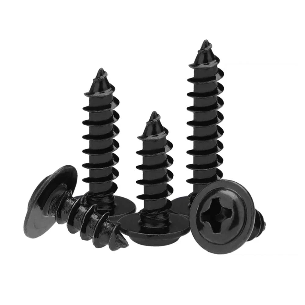 Black Phillips Flanged Head Self Tapping Screws – M1.2–M5 Carbon Steel