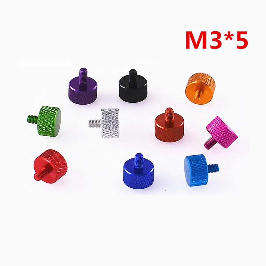 M3 Aluminum Anodized Knurled Thumb Screws for PC Case — 5 / 6 / 8mm