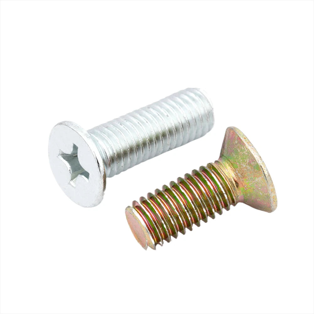 Countersunk Phillips Machine Screws – M2 to M12, White / Colour Zinc Plated, Carbon Steel