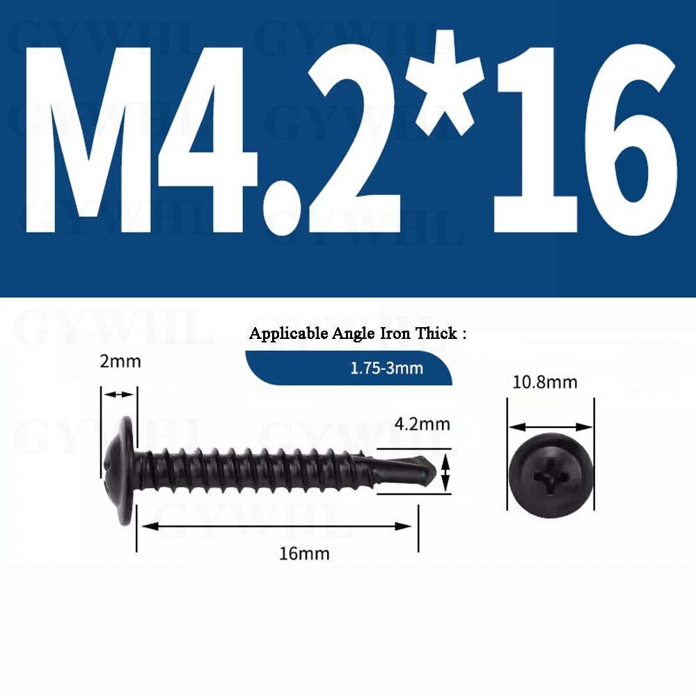 Black Self Drilling Wafer Head Screws Steel Self Tapping Screws for Metal Sheets