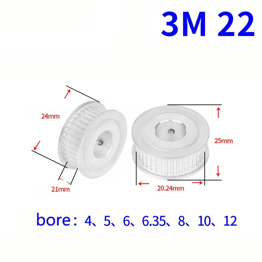 HTD-3M 20-60Teeth Timing Belt Pulley Pitch 3mm AF-type With Keyway, Width 21mm