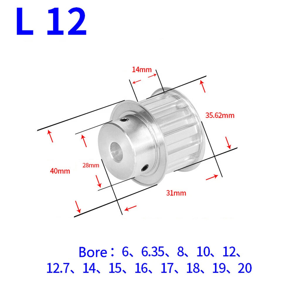 L-Type Timing Belt Pulley 10T-30T Pitch 9.525mm BF-type Drive Pulleys Width 14mm