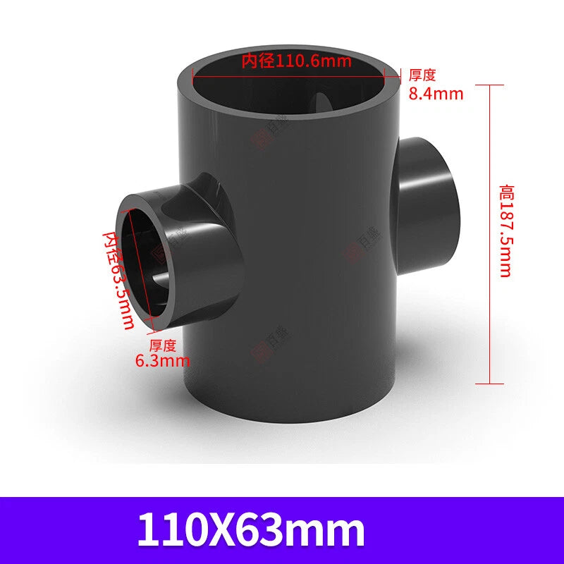 PVC UPVC 4-Way Water Supply Pipe Fittings Adapter Connector Joint ID 20mm-110mm