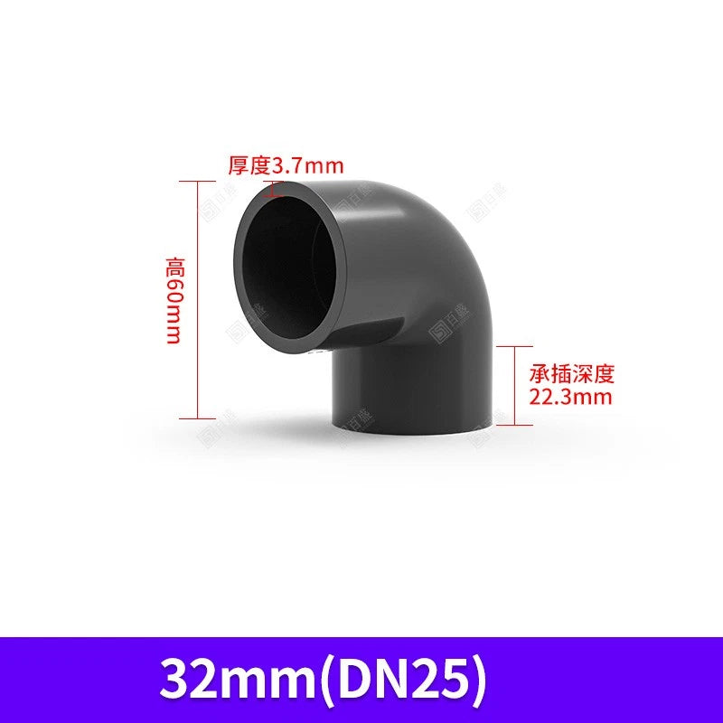 UPVC PVC Pipe Fittings Tee Straight Elbow Plumbing Couping ID 20-50mm Dark Grey