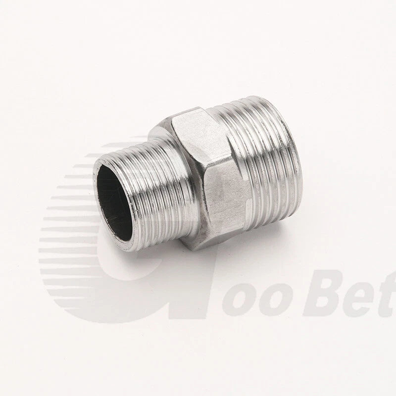 Stainless Steel Hex Nipple BSP Pipe Fitting — Male Thread Adapter 1/4" to 1-1/4"