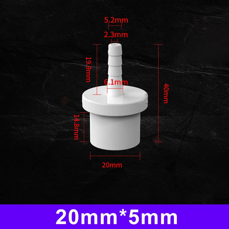 White Grey Pagoda PVC Pipe Connector Fittings 20 25mm Adapter To Hose OD 5~20mm