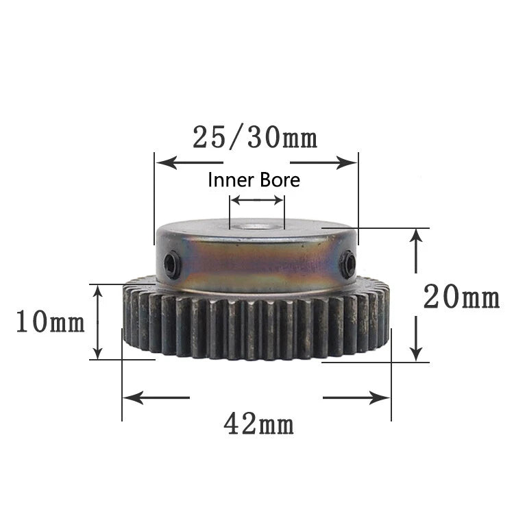 Steel 45# Mod 1 Spur Pinion Gear 40-80 Teeth Motor Gear 6-25mm Bore With Screw