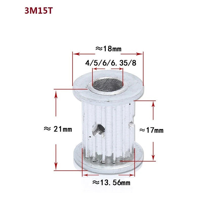 HTD-3M 14-120T Timing Belt Pulley Pitch 3mm Without Step Drive Pulley Width 16mm