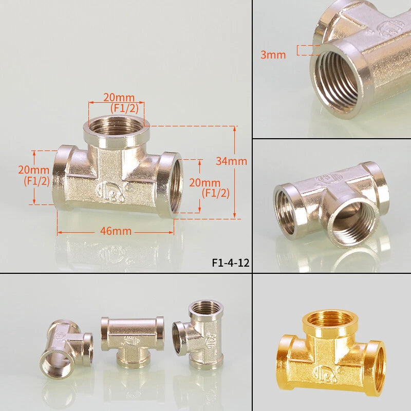 1/2" Copper Tee Elbow Diverter Valve Adapter — Hose & Shower Connector (24 Styles)