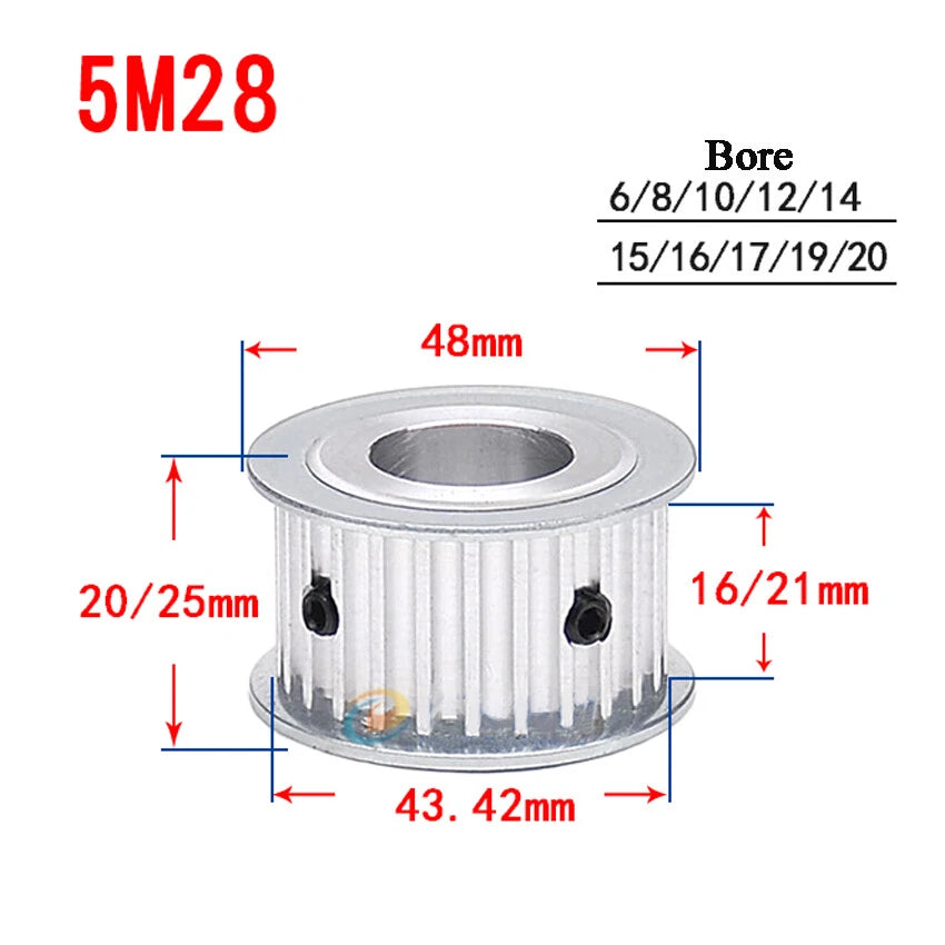 HTD-5M 25-38T Timing Belts Pulley AF-type Drive Pulleys For 15/20mm Width Belt