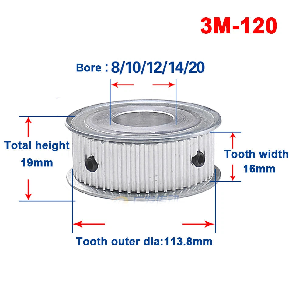 3M Timing Belt Pulley 12T-120T Synchronous Wheel Sprocket For 15mm Width Belt