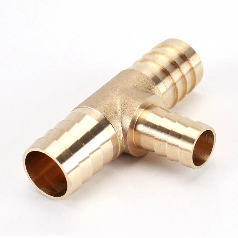 Brass Barbed T-Piece Hose Joiner Reducer Tee Connector — Air, Water & Fuel Fittings