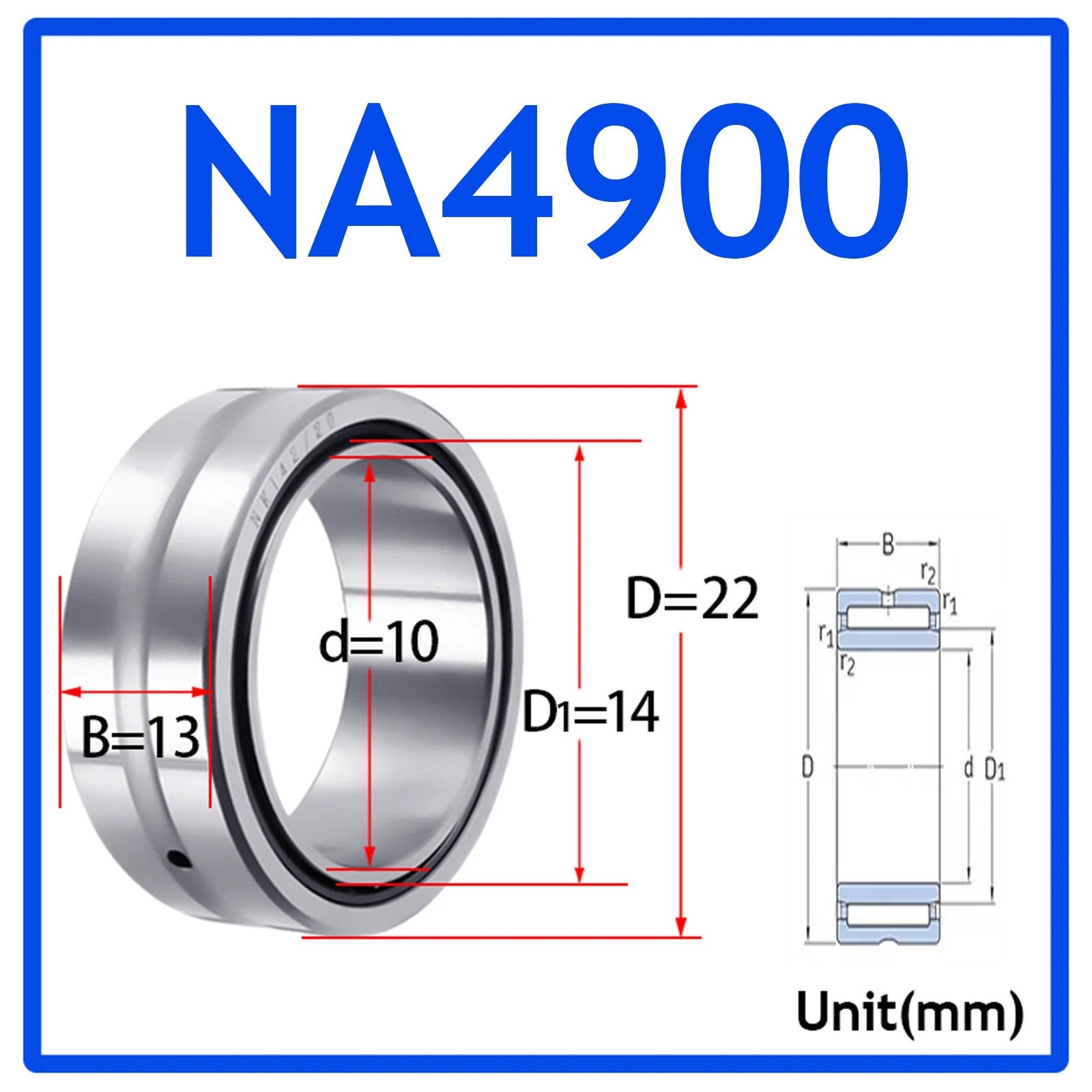 Needle Roller Bearings With Inner Ring High-Quality NA4900 - NA6920 ID 10-100mm