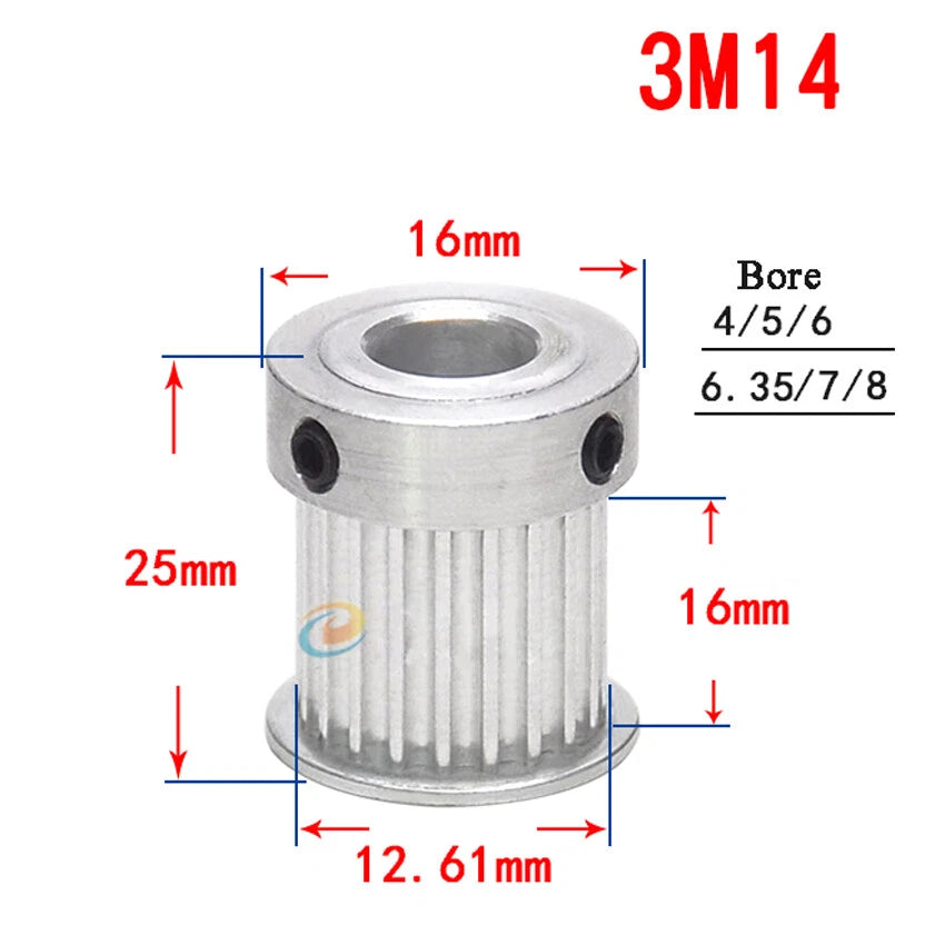 HTD-3M 12T-150T Timing Belt Pulley With Step Bore 8-25mm, For 15mm Width Belt