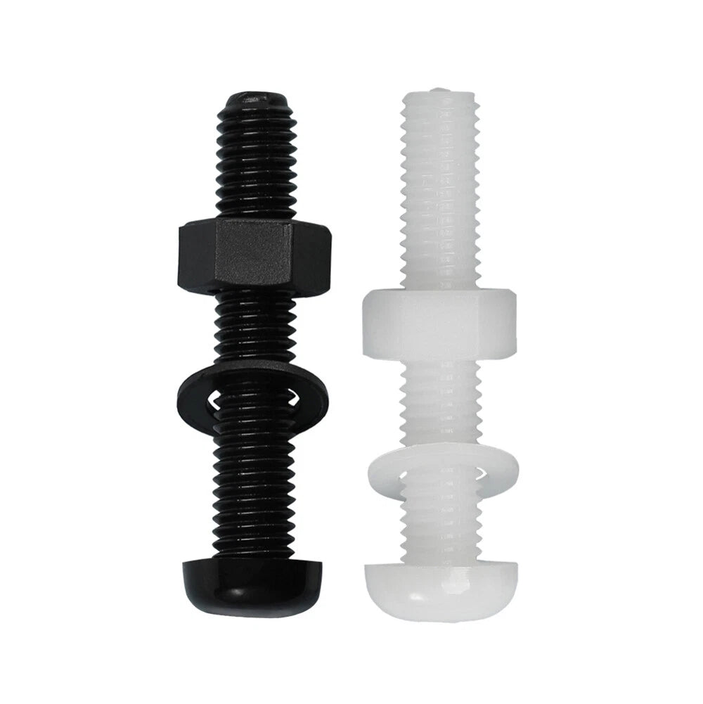 M4 M5 Nylon Phillips Pan Head Machine Screws with Hex Nuts and Flat Washers – White & Black - HomeDIYer