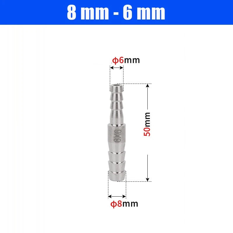 6mm~50mm Stainless Reducer Barbed Hose Joiner Connector Air Water Pipe Gas Tubi