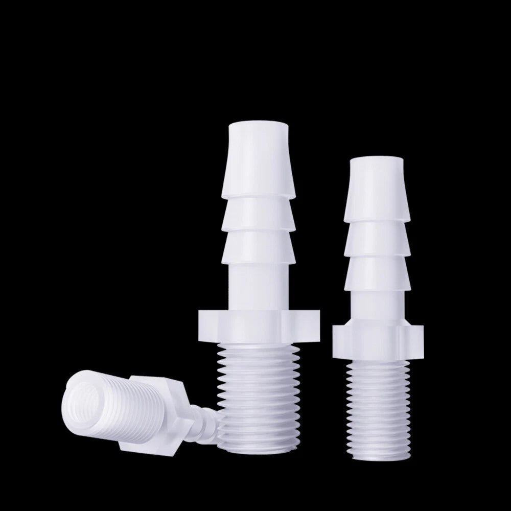 Male Thread Barbed Hose Connector — Plastic Straight Pipe Fitting (BSP, G1/8 to G3/4)