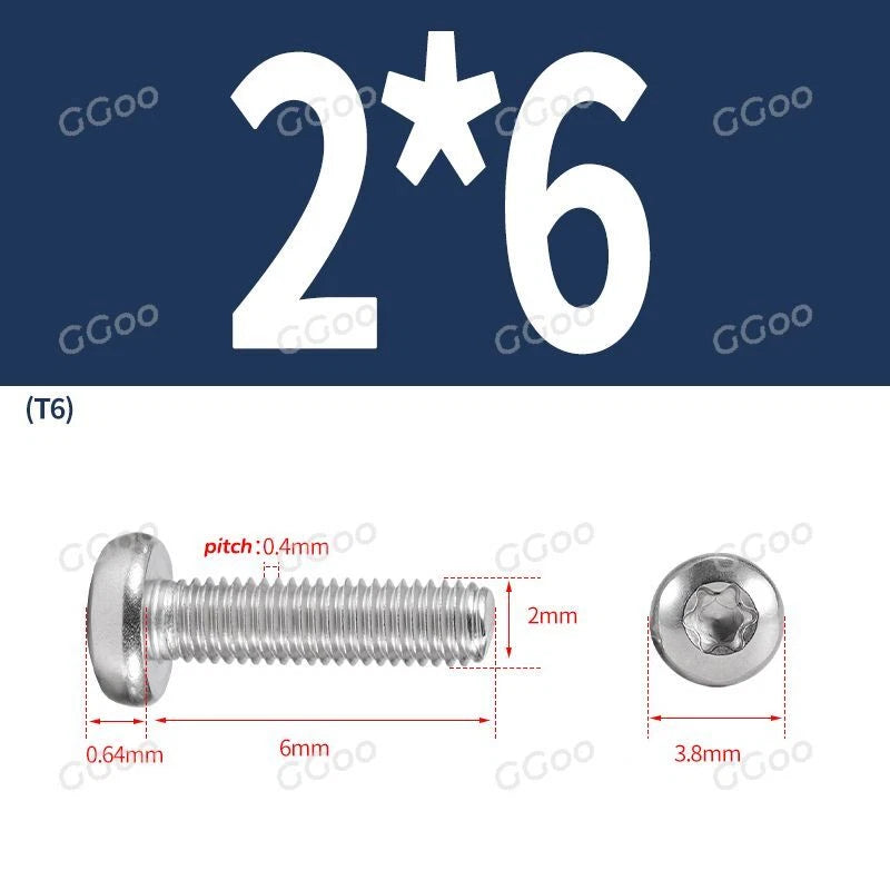 A2 Stainless Steel Torx Pan Head Machine Screws — M2 to M8, Six-Lobe Drive