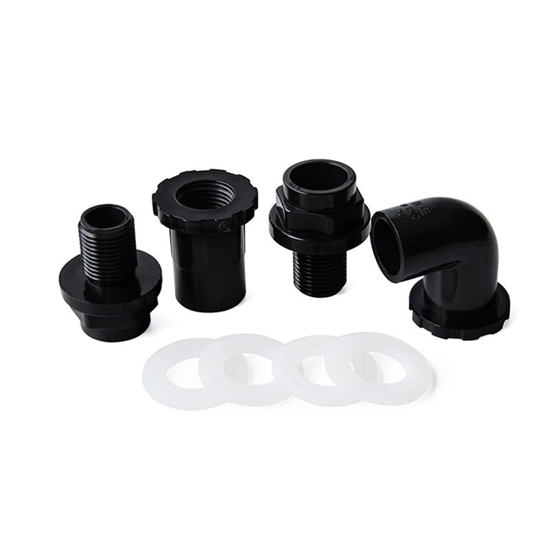 PVC 90°Elbow Pipe Fittings 20 25 32 40 50mm Tank Connector Bulkhead For Aquarium