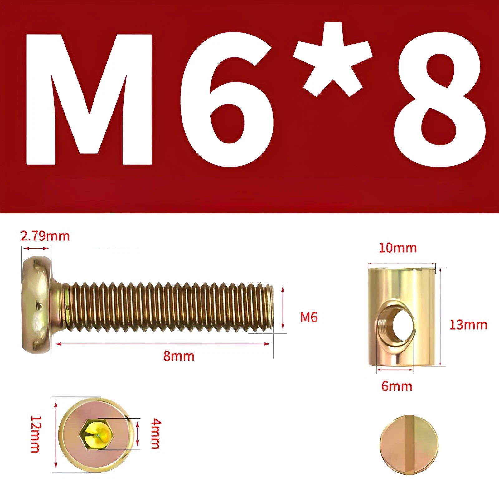 M6 M8 Galvanised Furniture Connecting Bolts with Barrel Nuts | Slotted & Phillips | 8mm–120mm